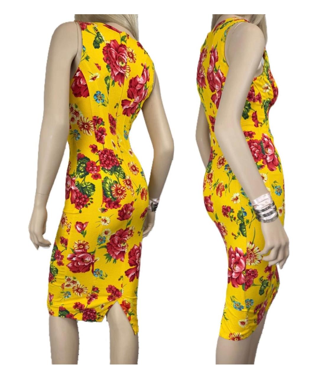 DOLCE&GABBANA Желтое хлопко-эластановое вечернее платье, фото 4