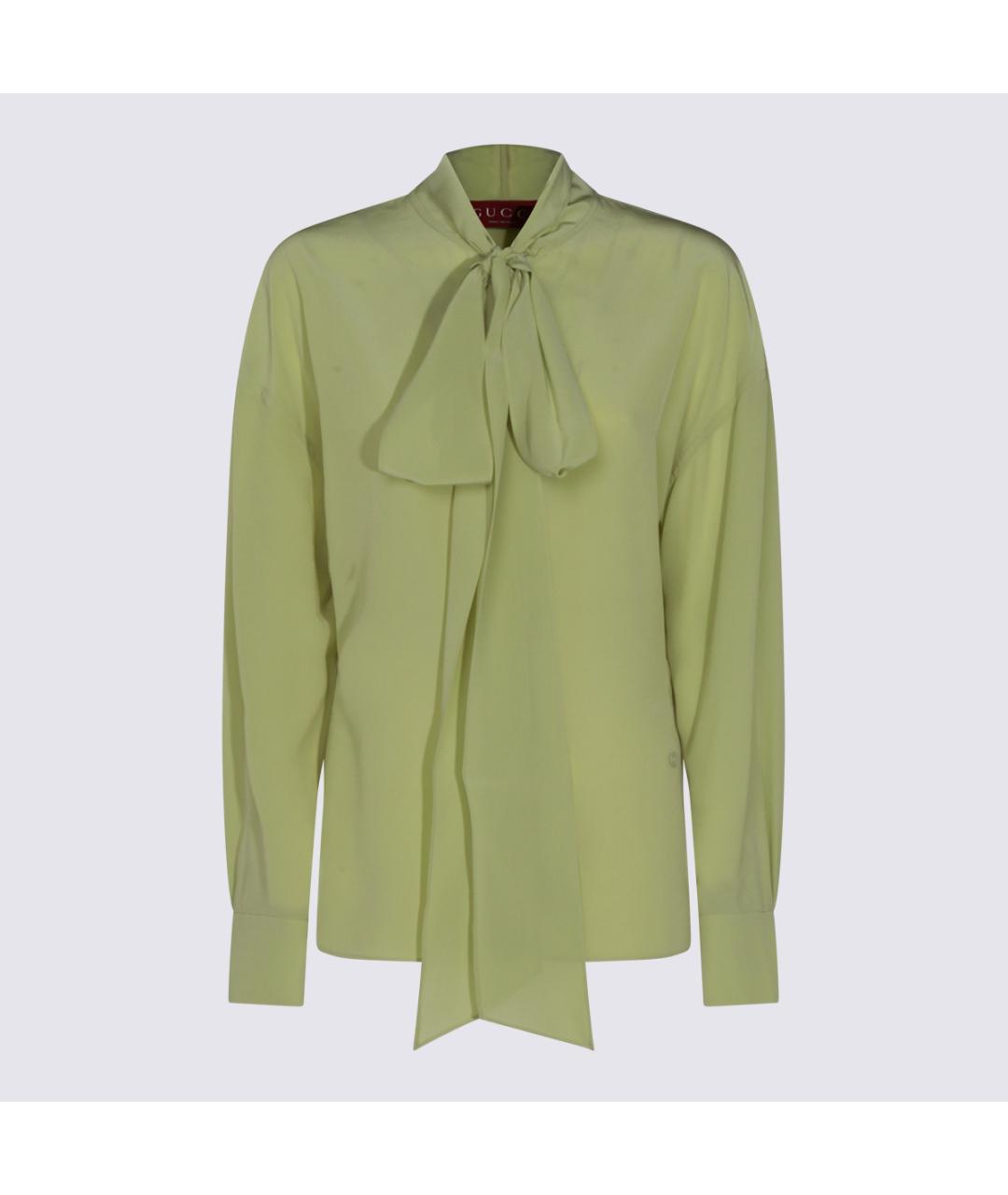 GUCCI Зеленая шелковая блузы, фото 2