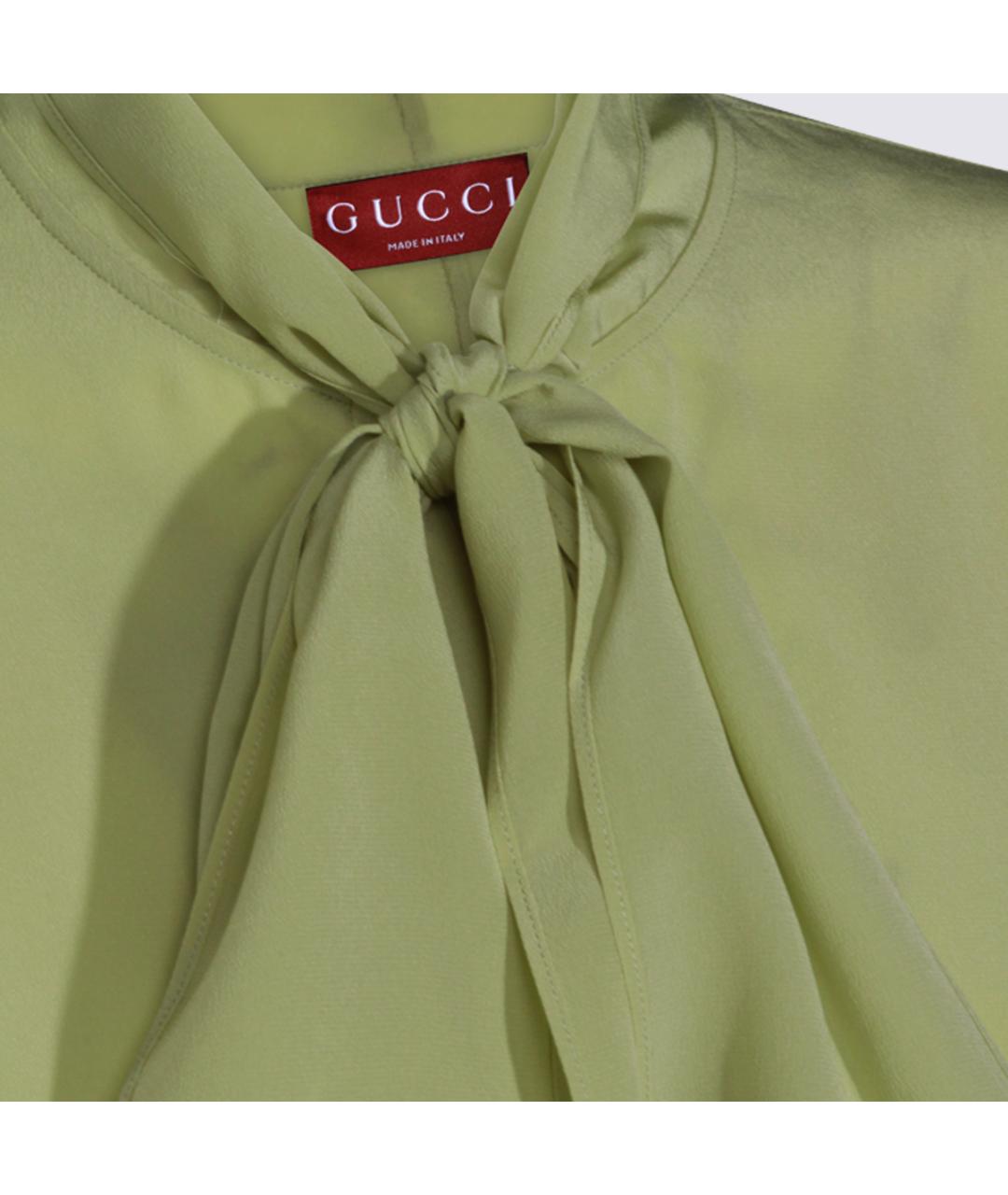 GUCCI Зеленая шелковая блузы, фото 4