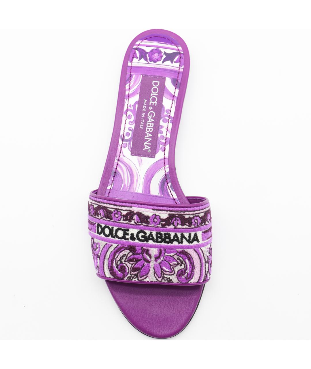 DOLCE&GABBANA Фиолетовые текстильные шлепанцы, фото 5