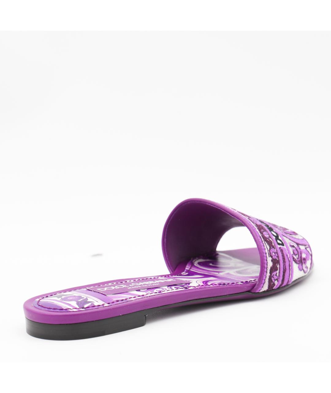 DOLCE&GABBANA Фиолетовые текстильные шлепанцы, фото 4