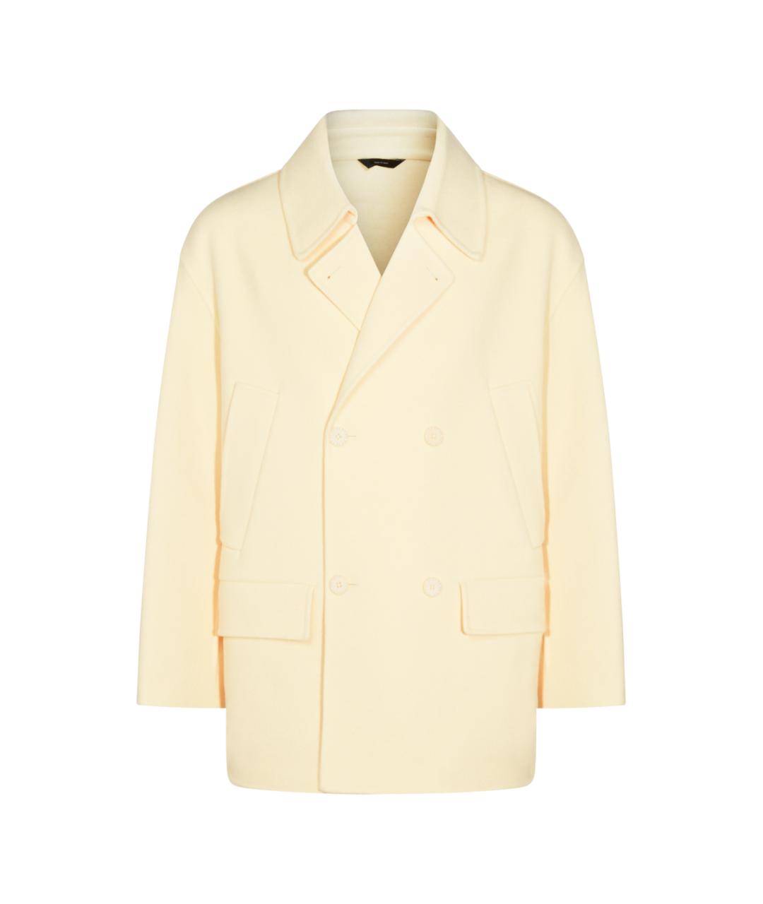 FENDI Желтое шерстяное пальто, фото 1