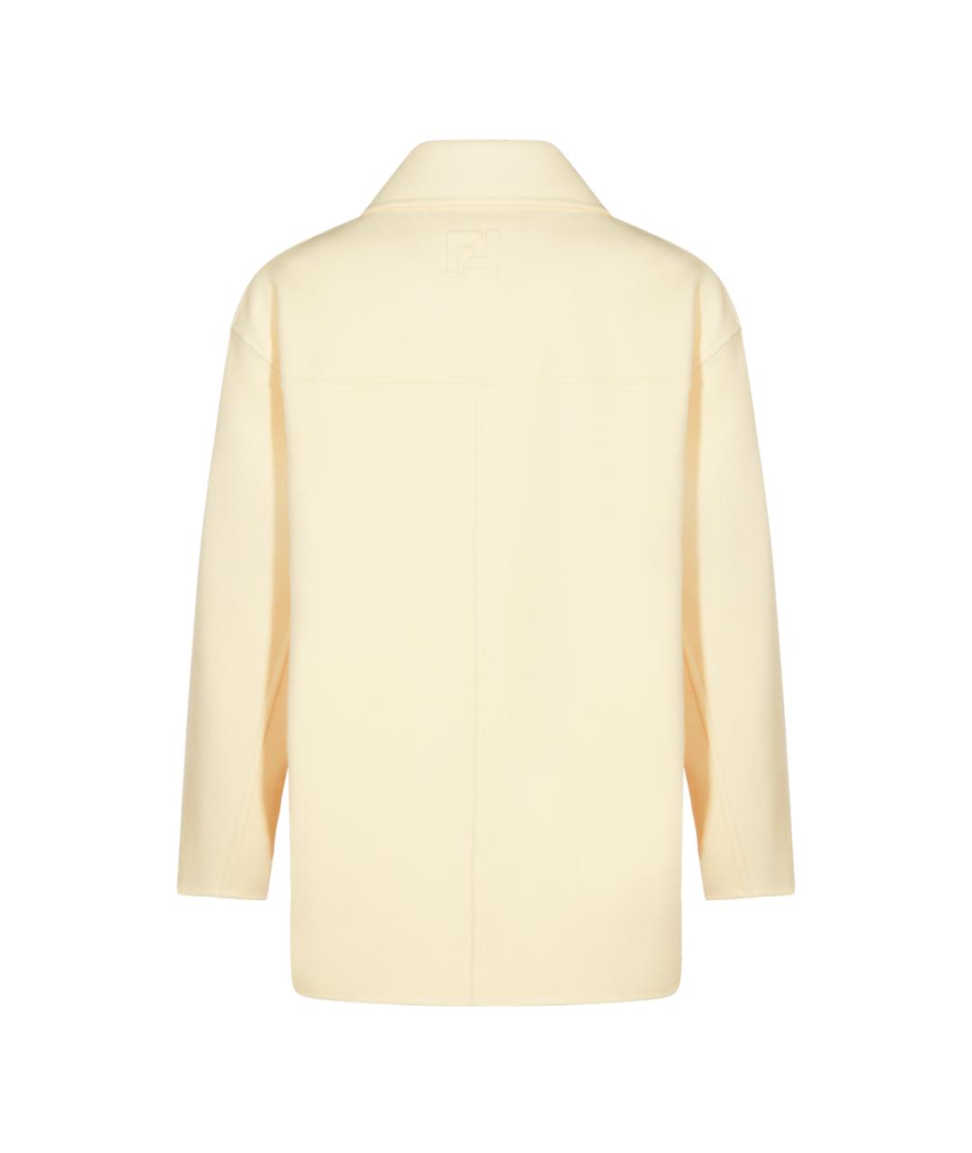 FENDI Желтое шерстяное пальто, фото 2