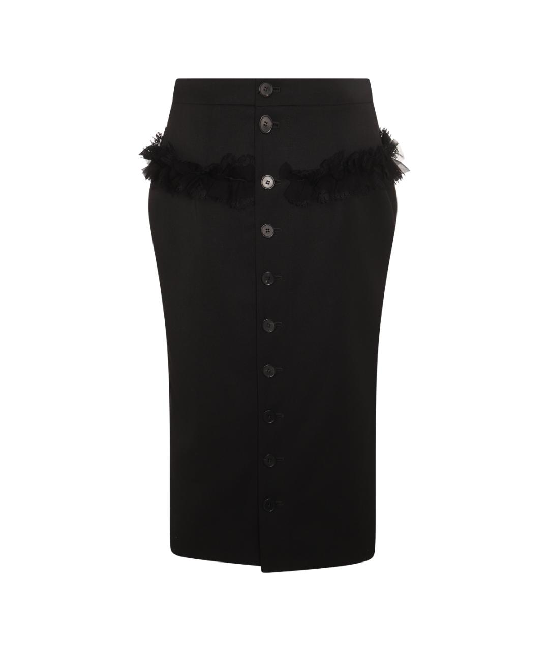 ALEXANDER MCQUEEN Черная шерстяная юбка миди, фото 2