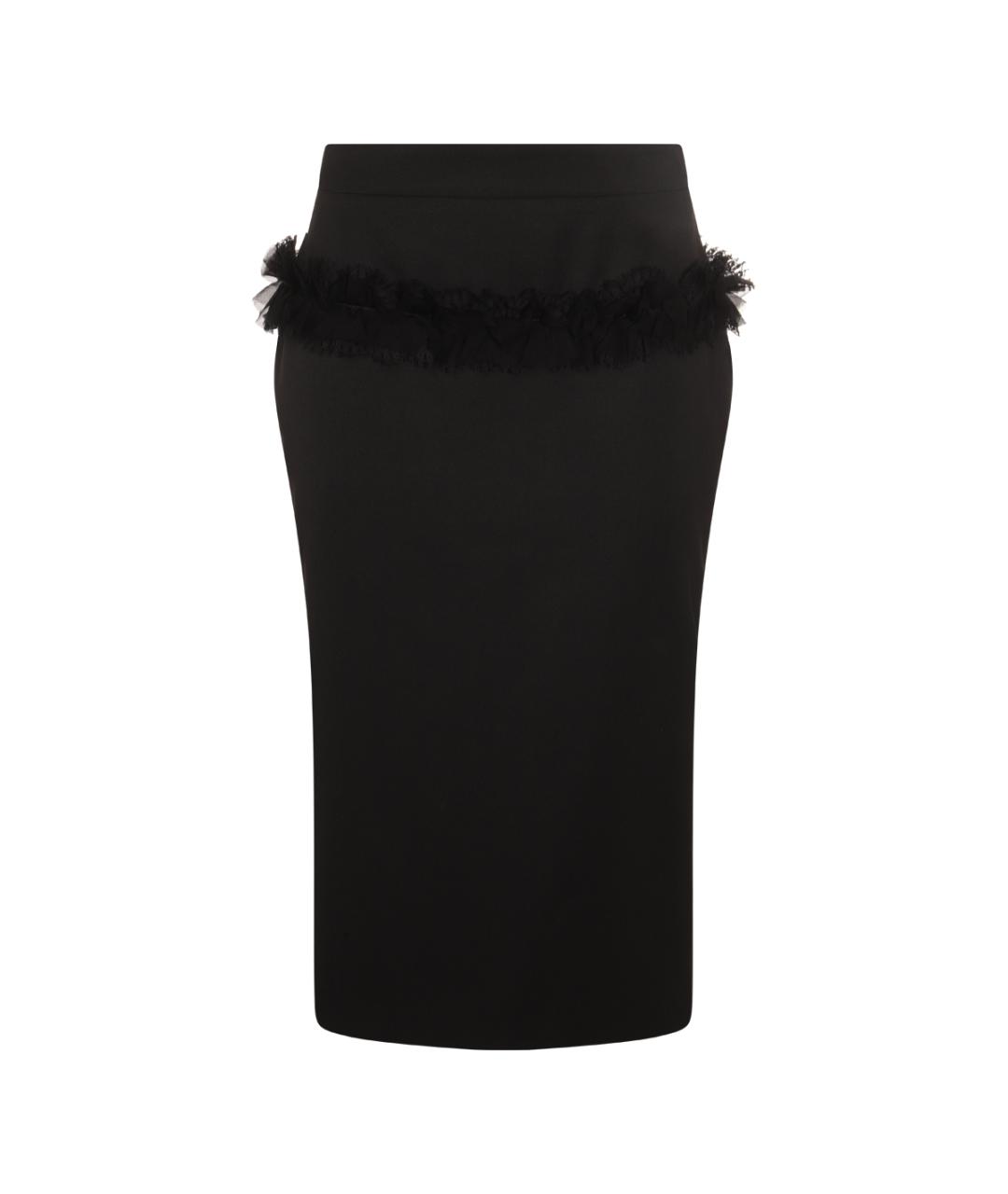 ALEXANDER MCQUEEN Черная шерстяная юбка миди, фото 1