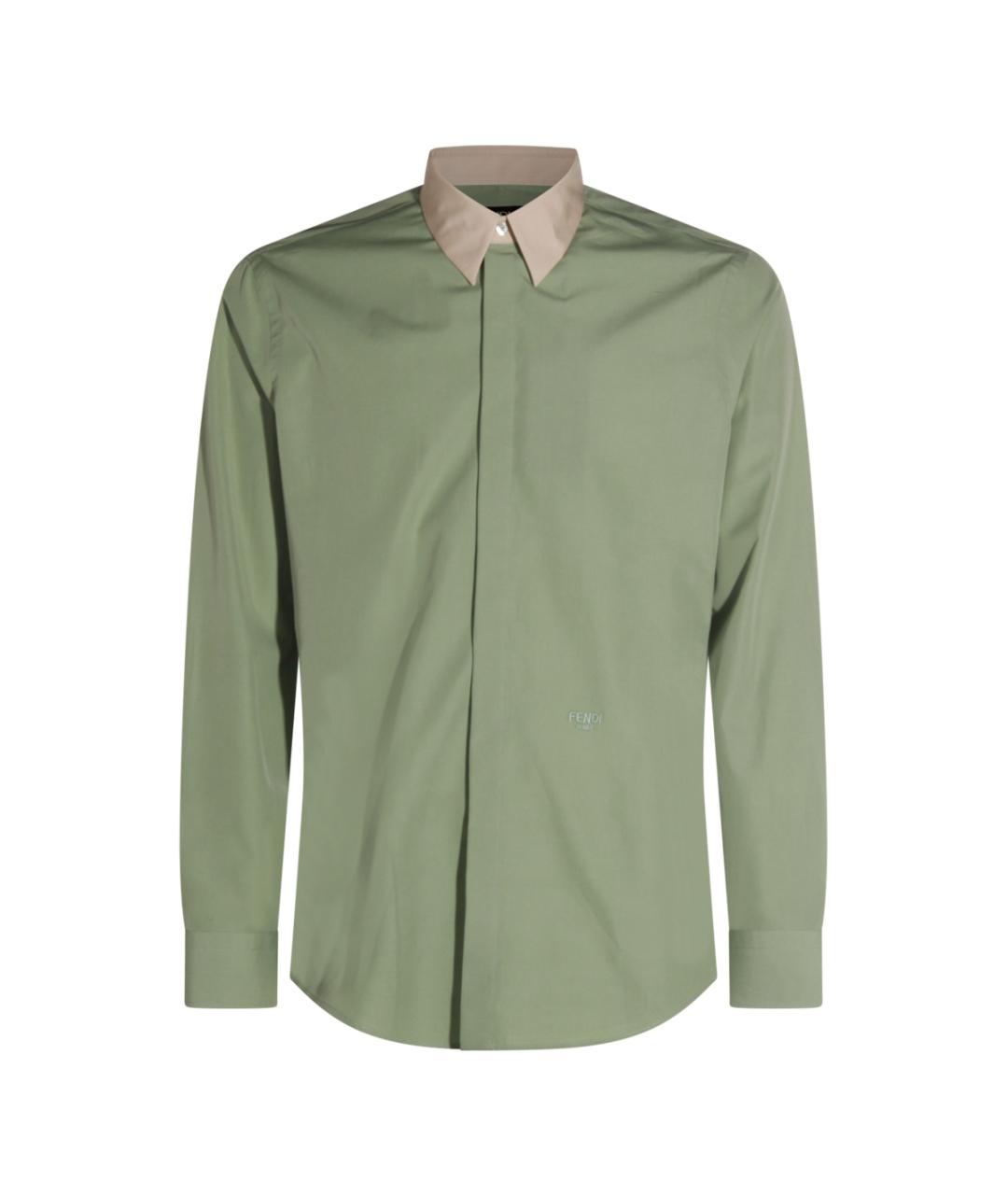 FENDI Зеленая хлопковая классическая рубашка, фото 1
