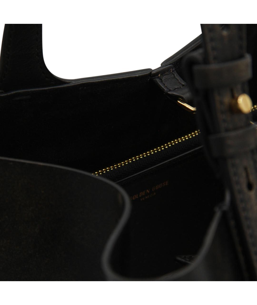 GOLDEN GOOSE DELUXE BRAND Черная кожаная сумка тоут, фото 4