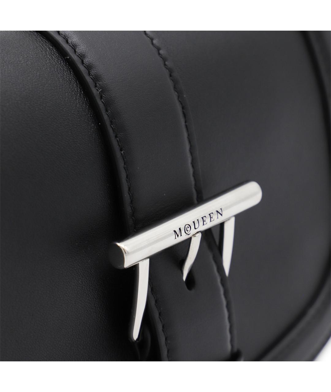 ALEXANDER MCQUEEN Черная кожаная сумка через плечо, фото 4