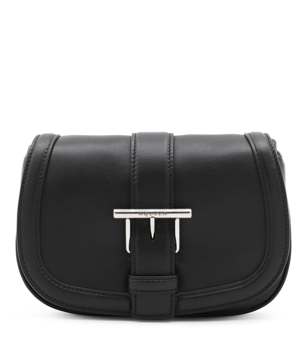 ALEXANDER MCQUEEN Черная кожаная сумка через плечо, фото 1
