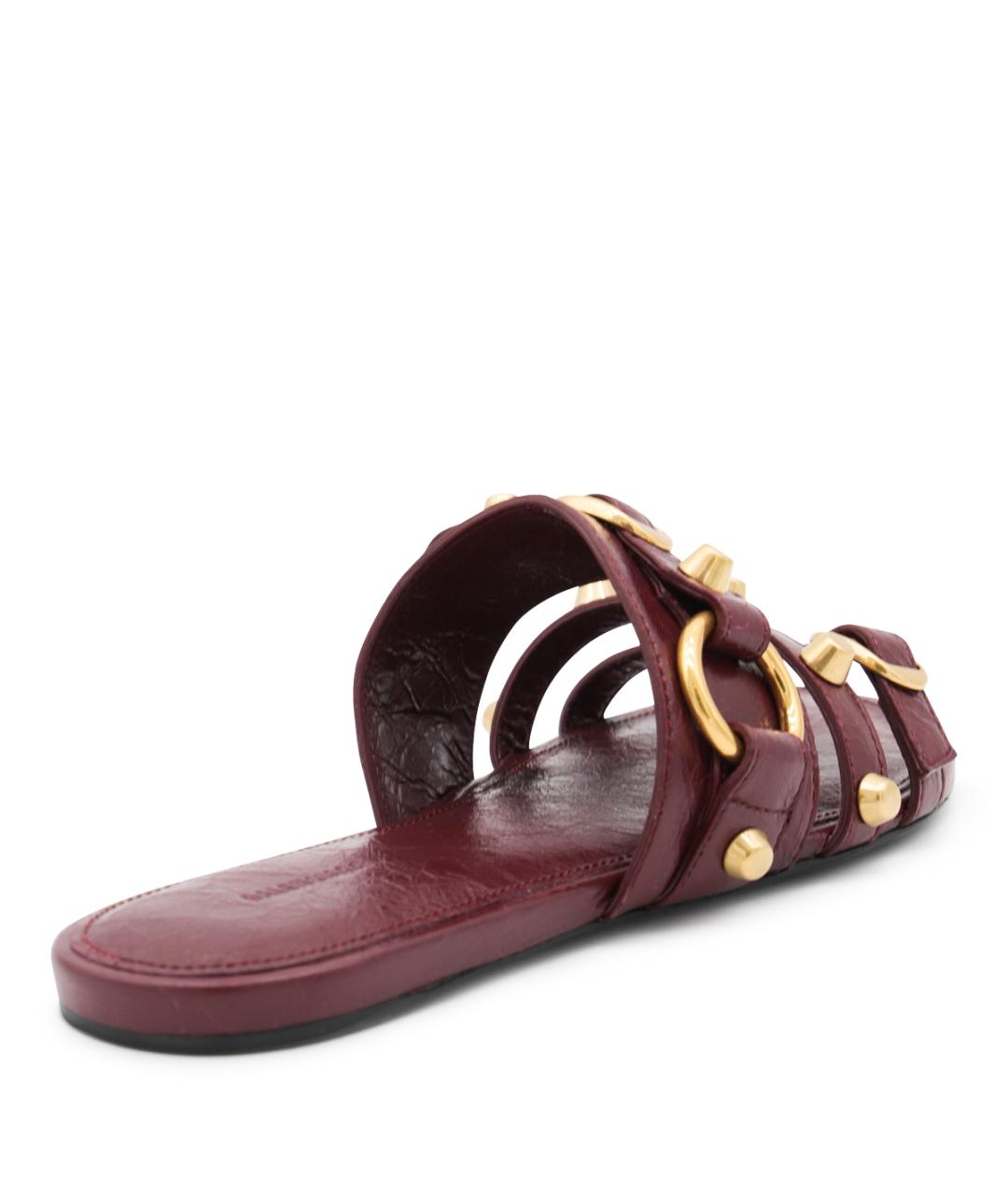 BALENCIAGA Бордовые кожаные шлепанцы, фото 3