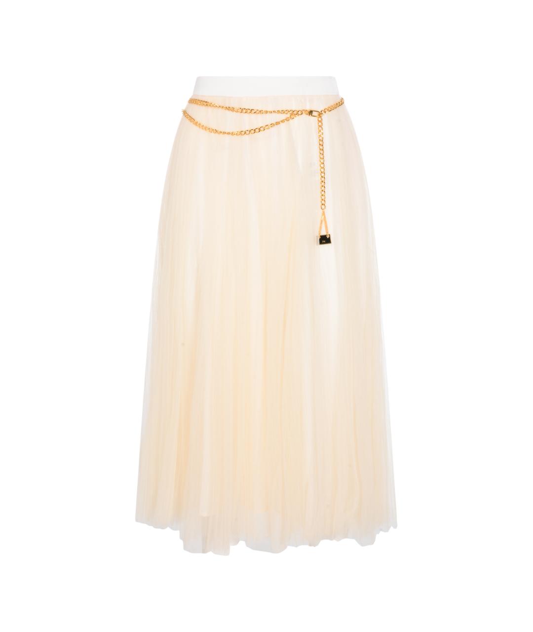 ELISABETTA FRANCHI Бежевая юбка миди, фото 1