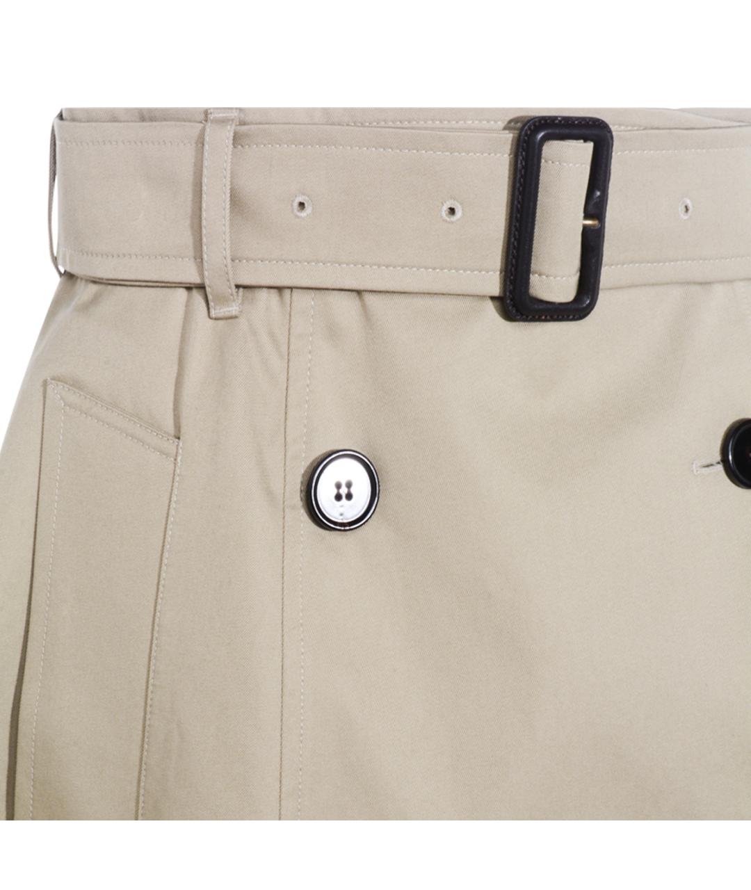 BURBERRY Бежевая хлопковая юбка мини, фото 3