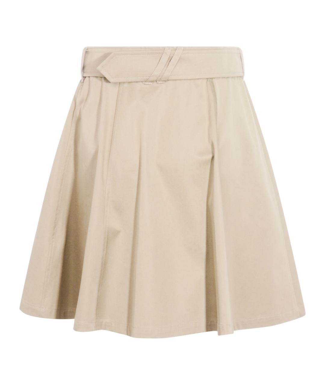 BURBERRY Бежевая хлопковая юбка мини, фото 2