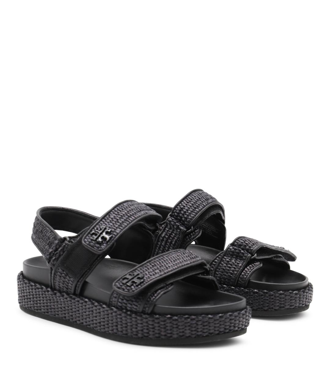 TORY BURCH Черные кожаные босоножки, фото 2