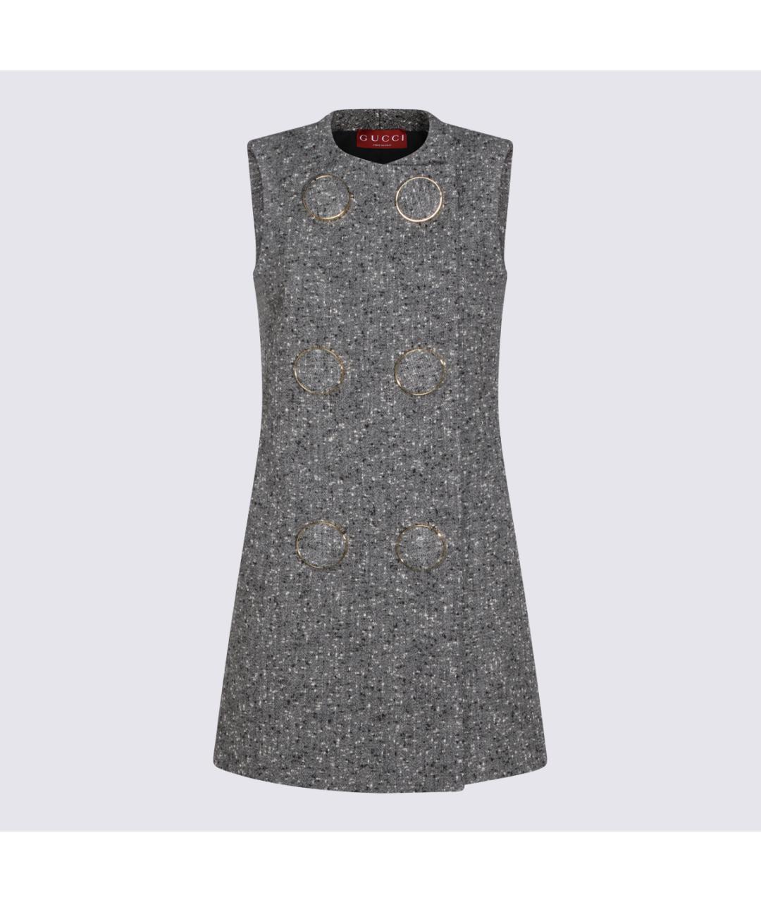GUCCI Серое шерстяное повседневное платье, фото 2