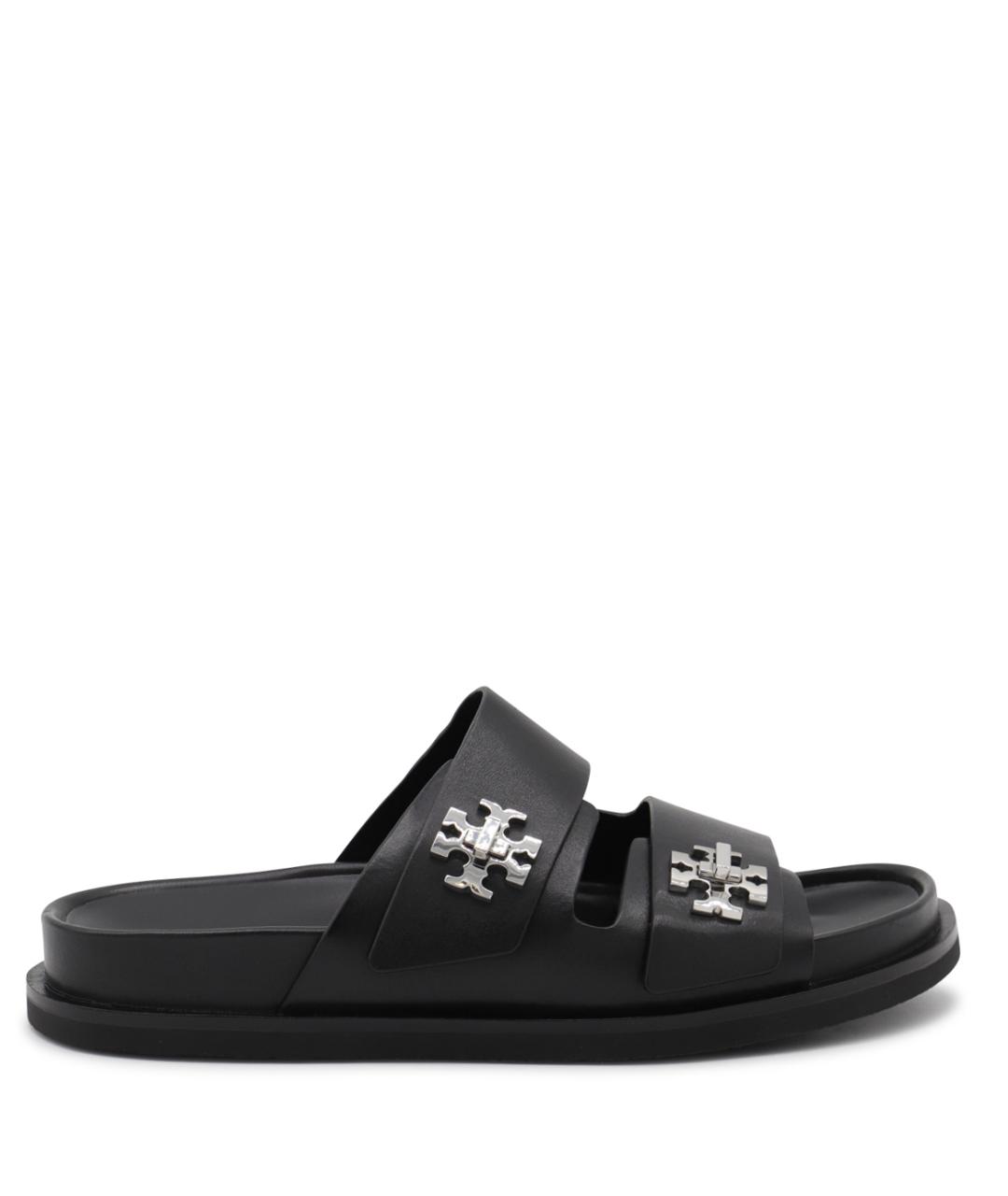 TORY BURCH Черные кожаные сандалии, фото 1