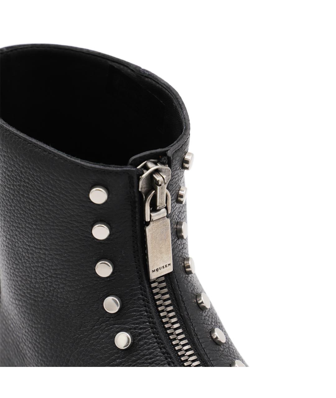 ALEXANDER MCQUEEN Черные кожаные низкие ботинки, фото 4