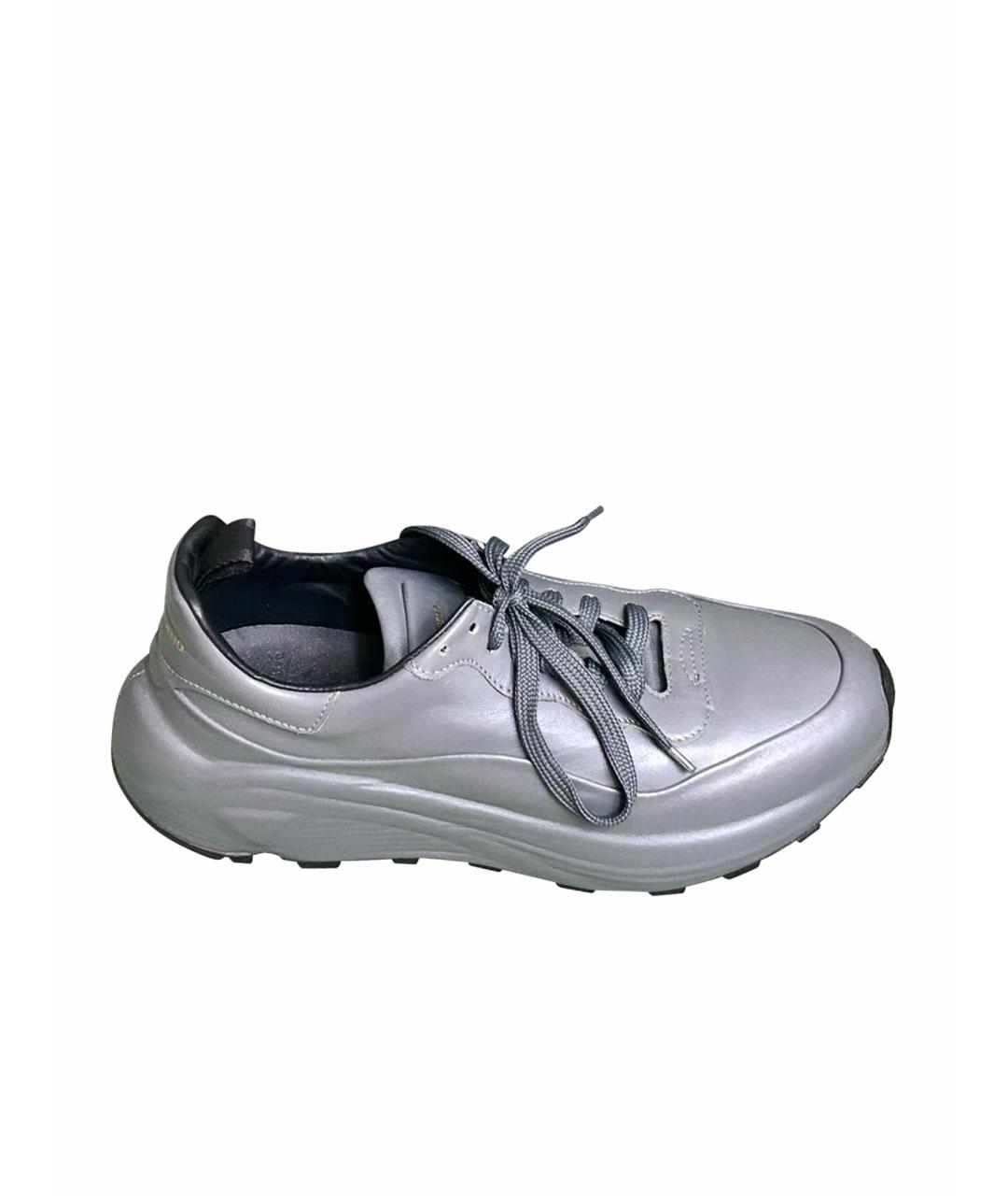 OFFICINE CREATIVE Серые кожаные кроссовки, фото 1