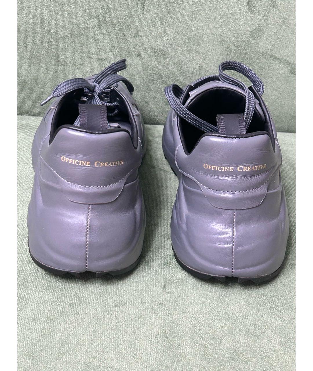 OFFICINE CREATIVE Серые кожаные кроссовки, фото 4