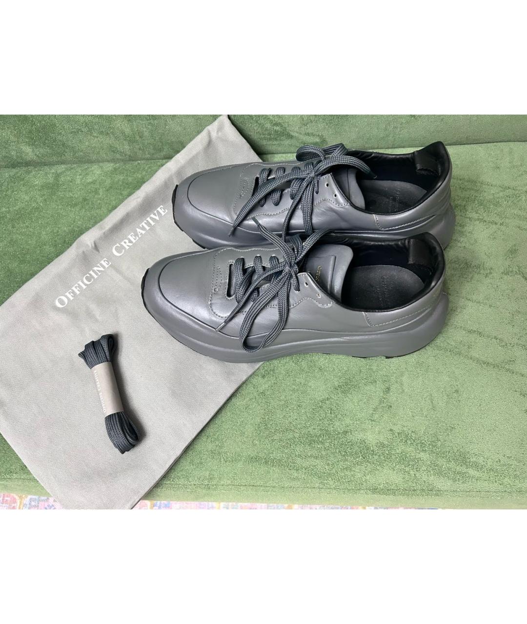 OFFICINE CREATIVE Серые кожаные кроссовки, фото 5