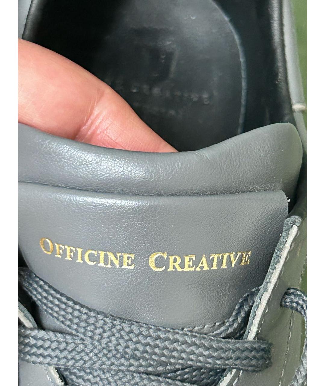 OFFICINE CREATIVE Серые кожаные кроссовки, фото 3