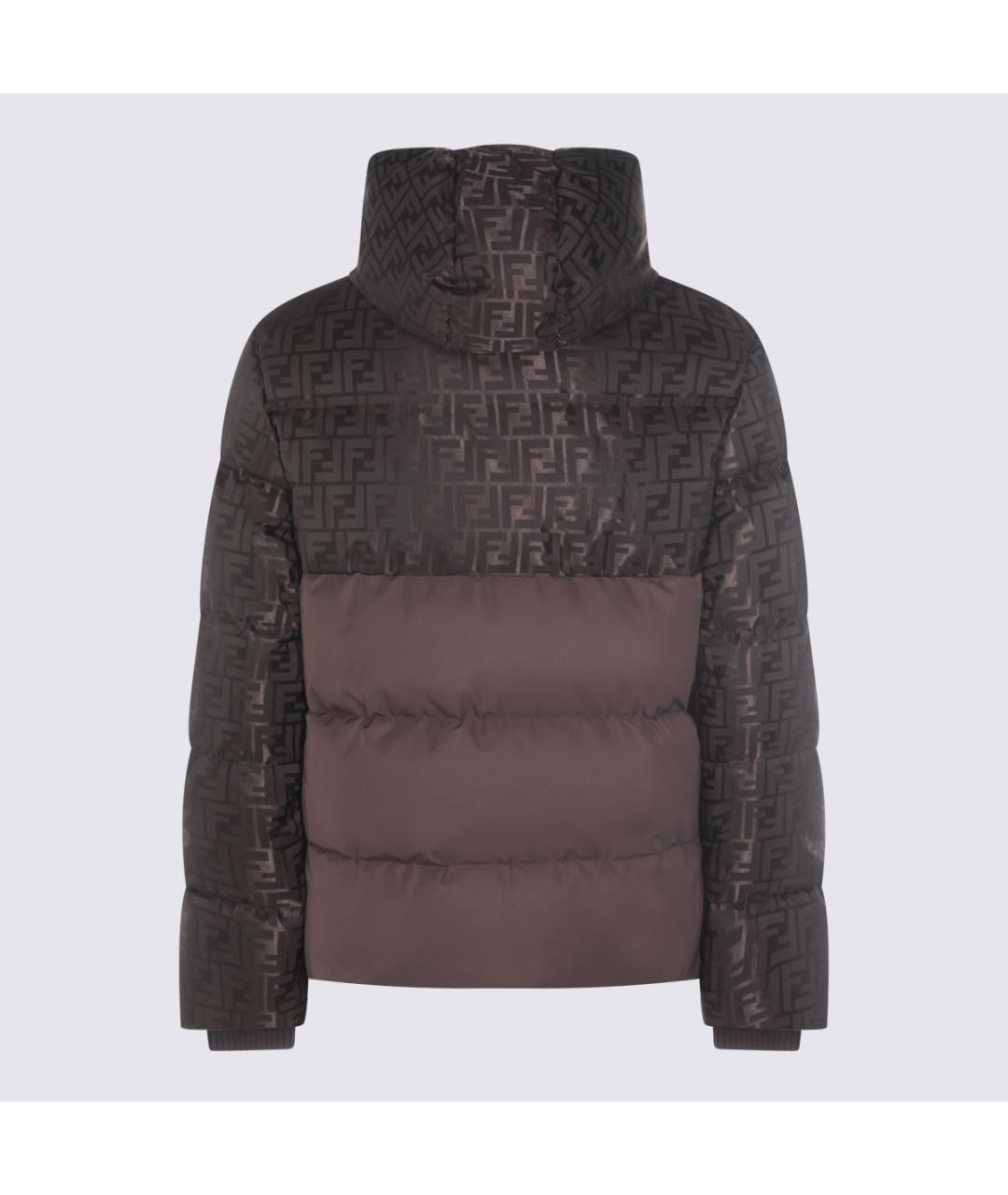 FENDI Коричневый полиамидовый пуховик, фото 3