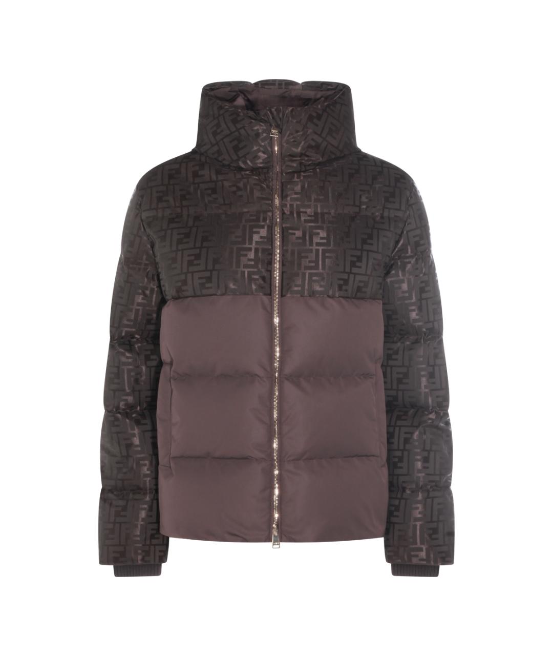 FENDI Коричневый полиамидовый пуховик, фото 1