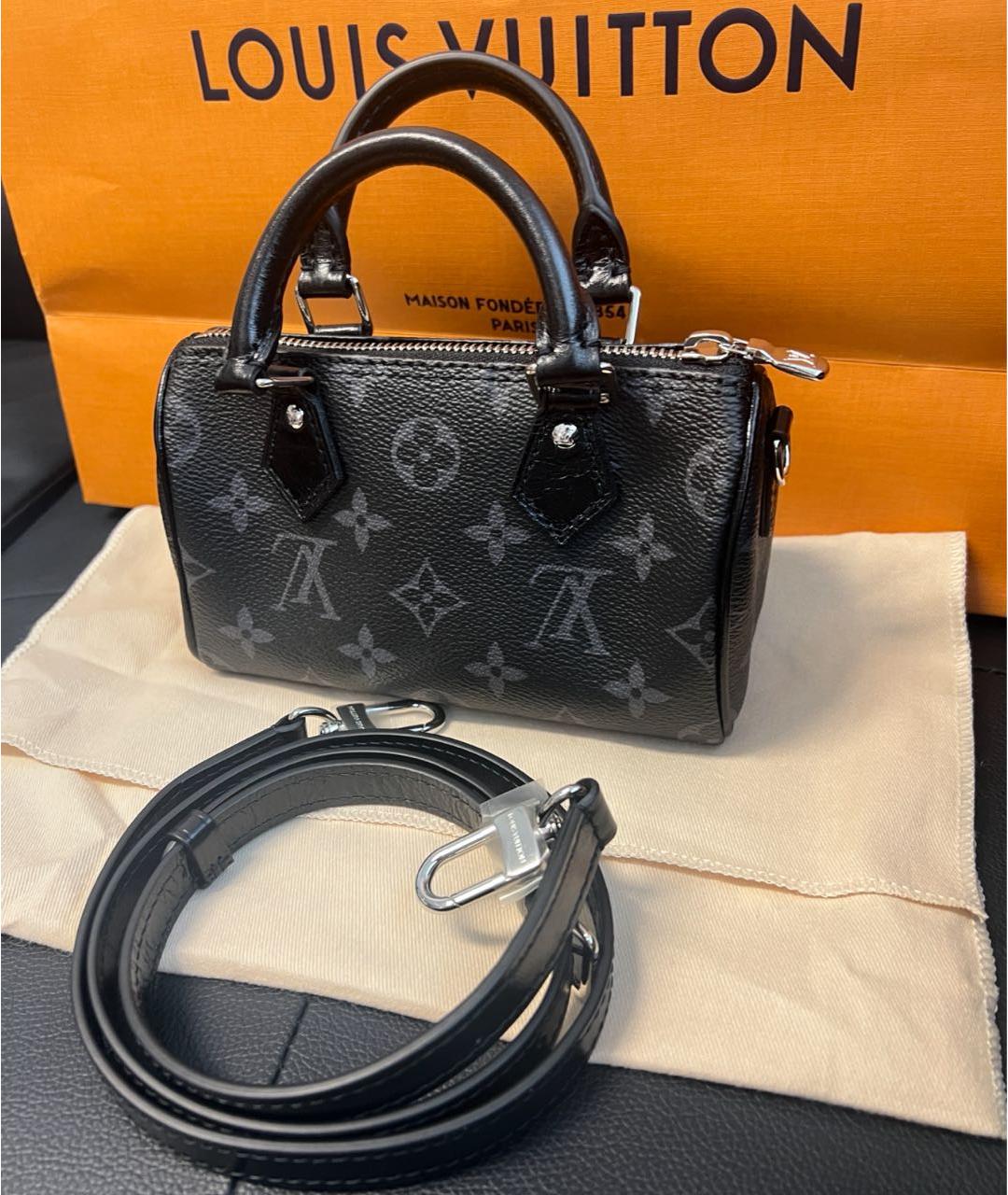 LOUIS VUITTON Черная кожаная сумка с короткими ручками, фото 4