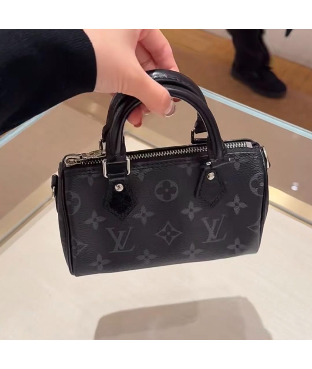 LOUIS VUITTON Черная кожаная сумка с короткими ручками, фото 3