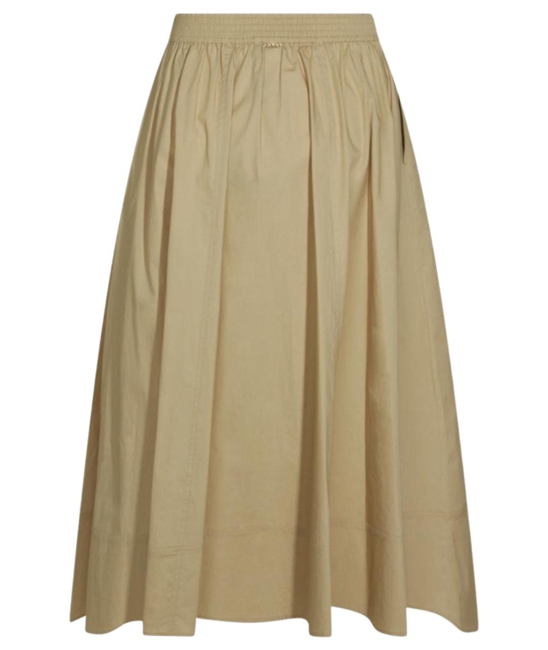 TWIN-SET Бежевая хлопковая юбка миди, фото 2