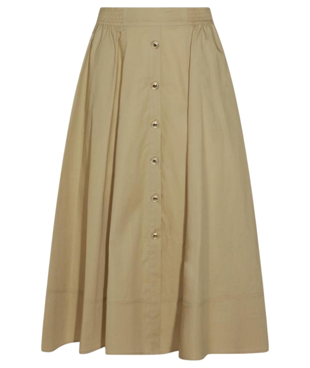 TWIN-SET Бежевая хлопковая юбка миди, фото 1