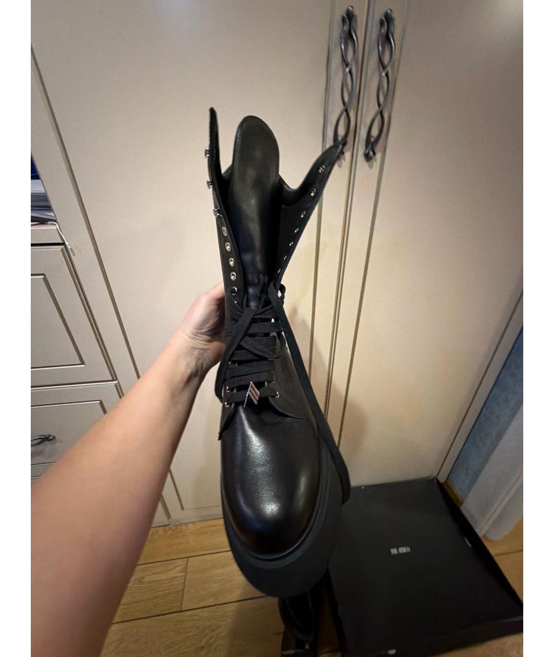 THE ATTICO Черные кожаные ботинки, фото 7