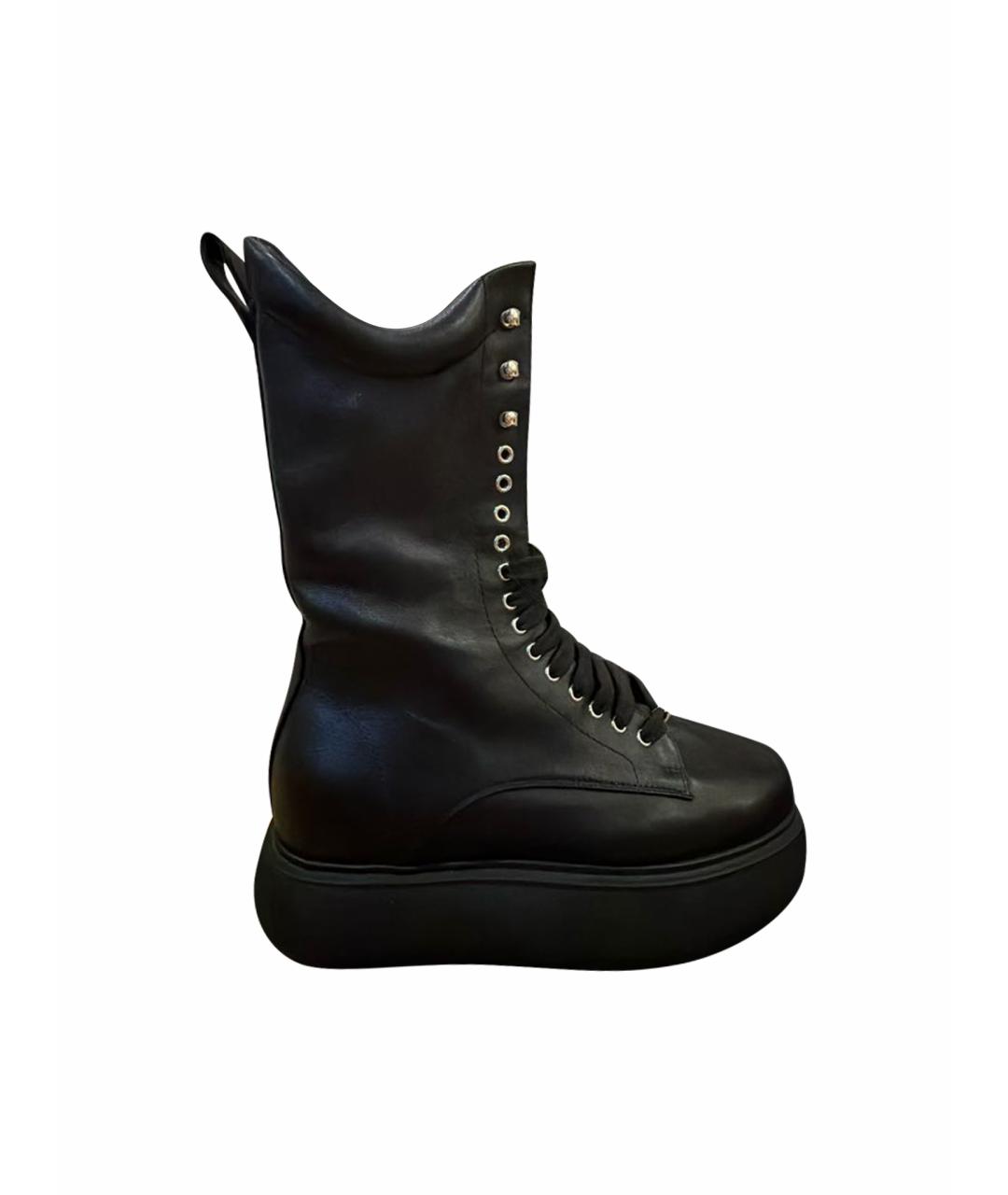 THE ATTICO Черные кожаные ботинки, фото 1