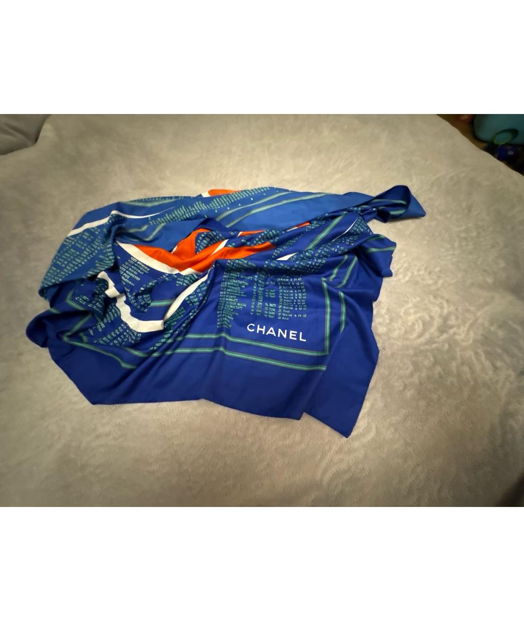 CHANEL Синий кашемировый платок, фото 2