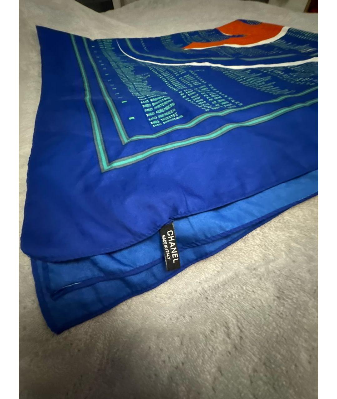 CHANEL Синий кашемировый платок, фото 3