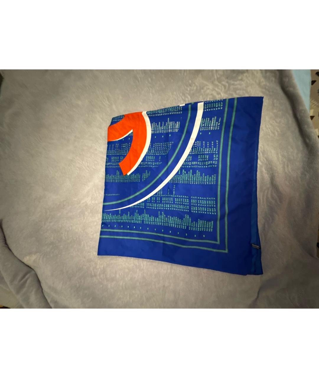 CHANEL Синий кашемировый платок, фото 4