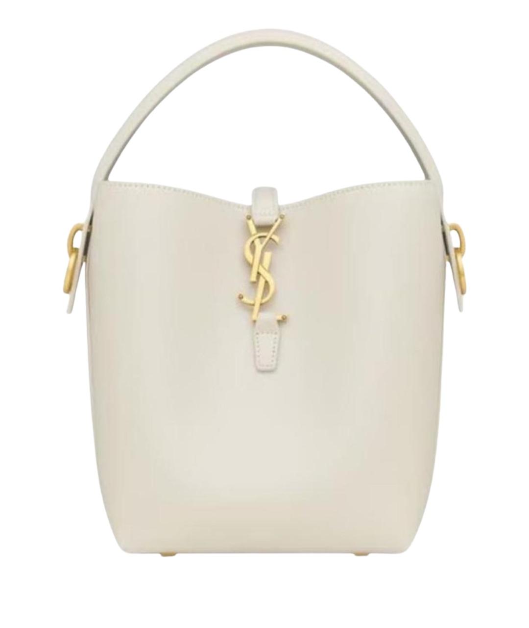 SAINT LAURENT Белая кожаная сумка с короткими ручками, фото 1