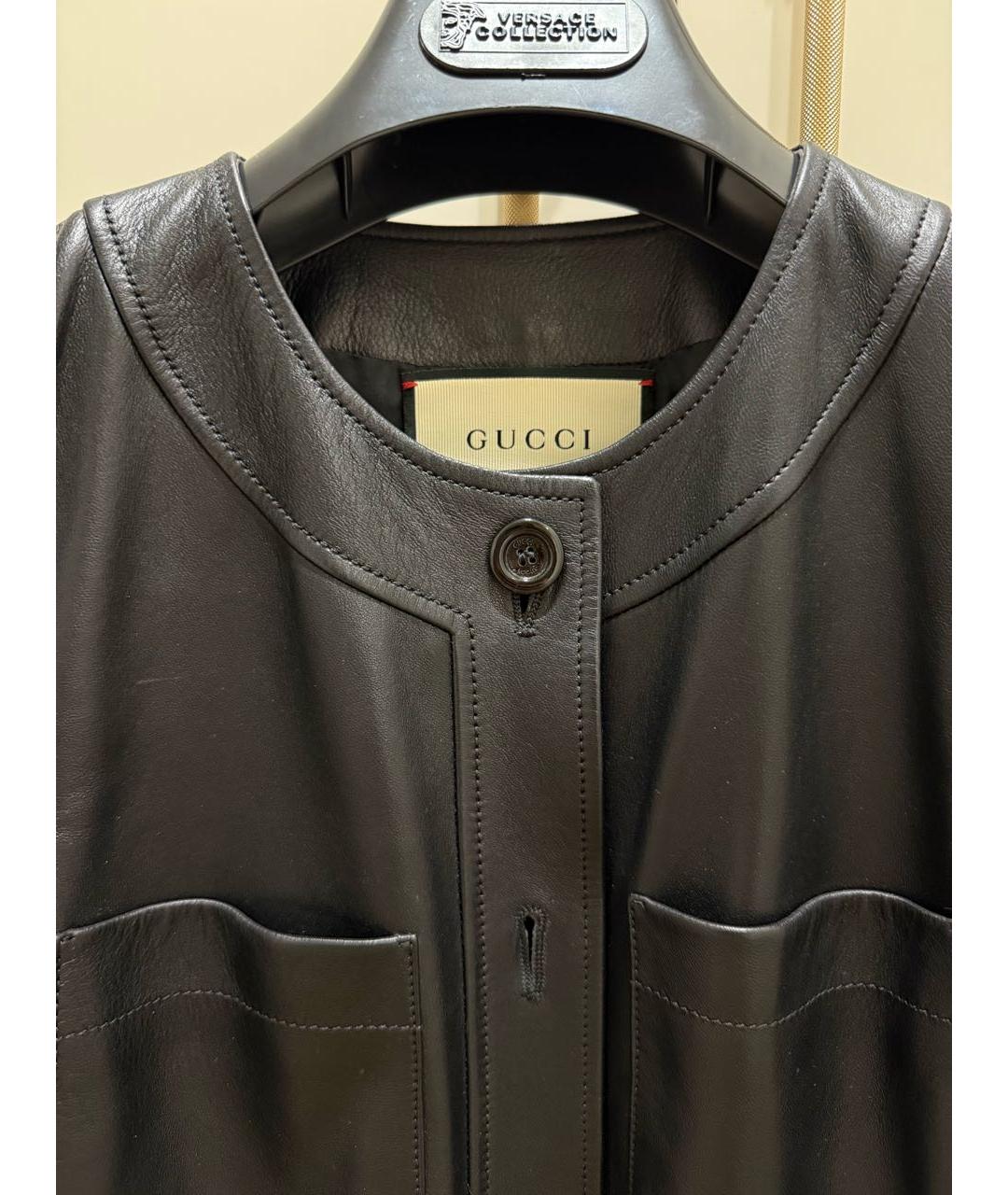 GUCCI Черное кожаное повседневное платье, фото 5