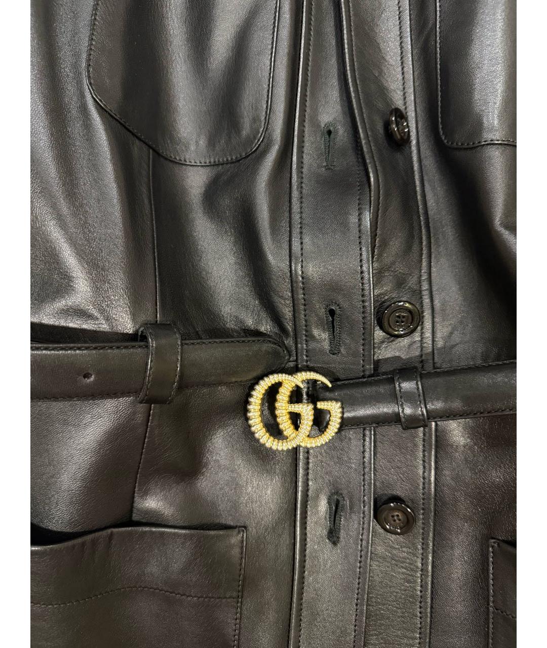 GUCCI Черное кожаное повседневное платье, фото 7