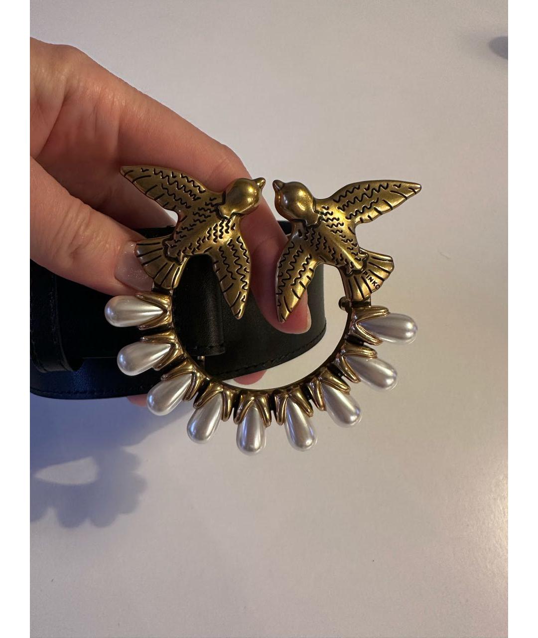 PINKO Черный кожаный ремень, фото 2