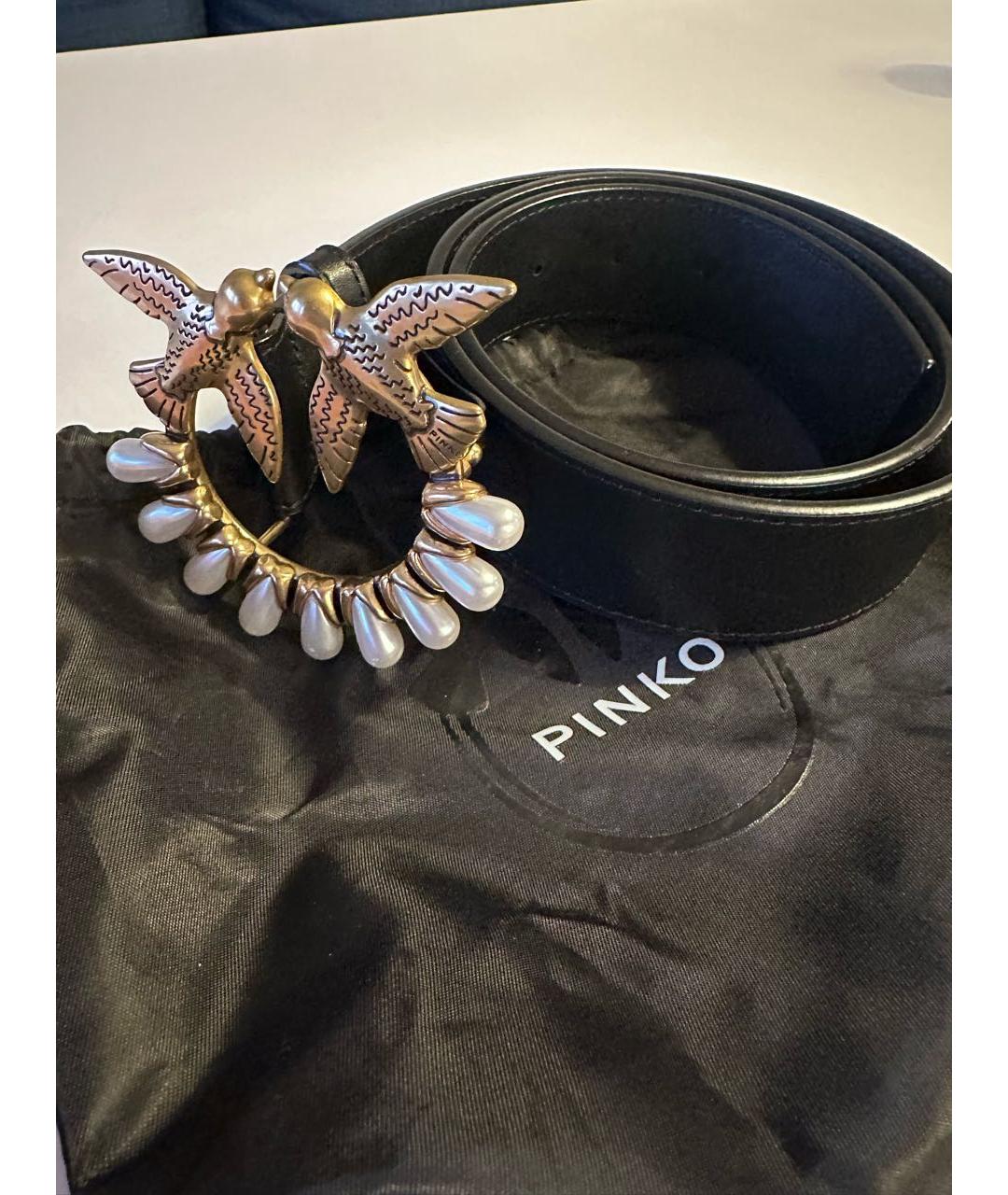 PINKO Черный кожаный ремень, фото 4