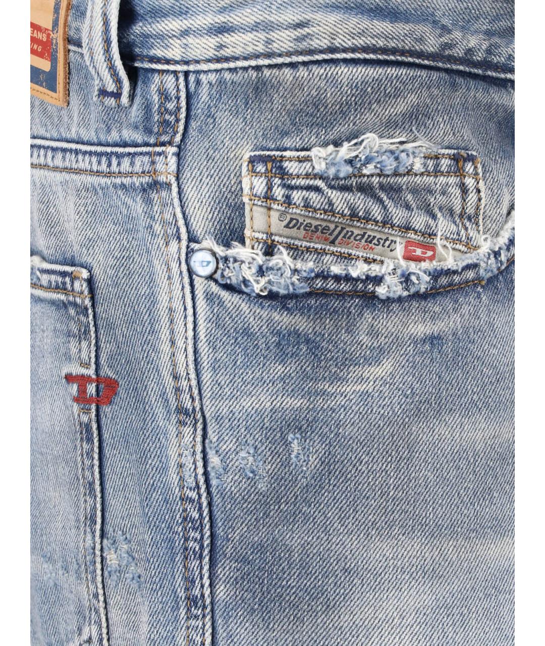 DIESEL Голубые хлопковые прямые джинсы, фото 4