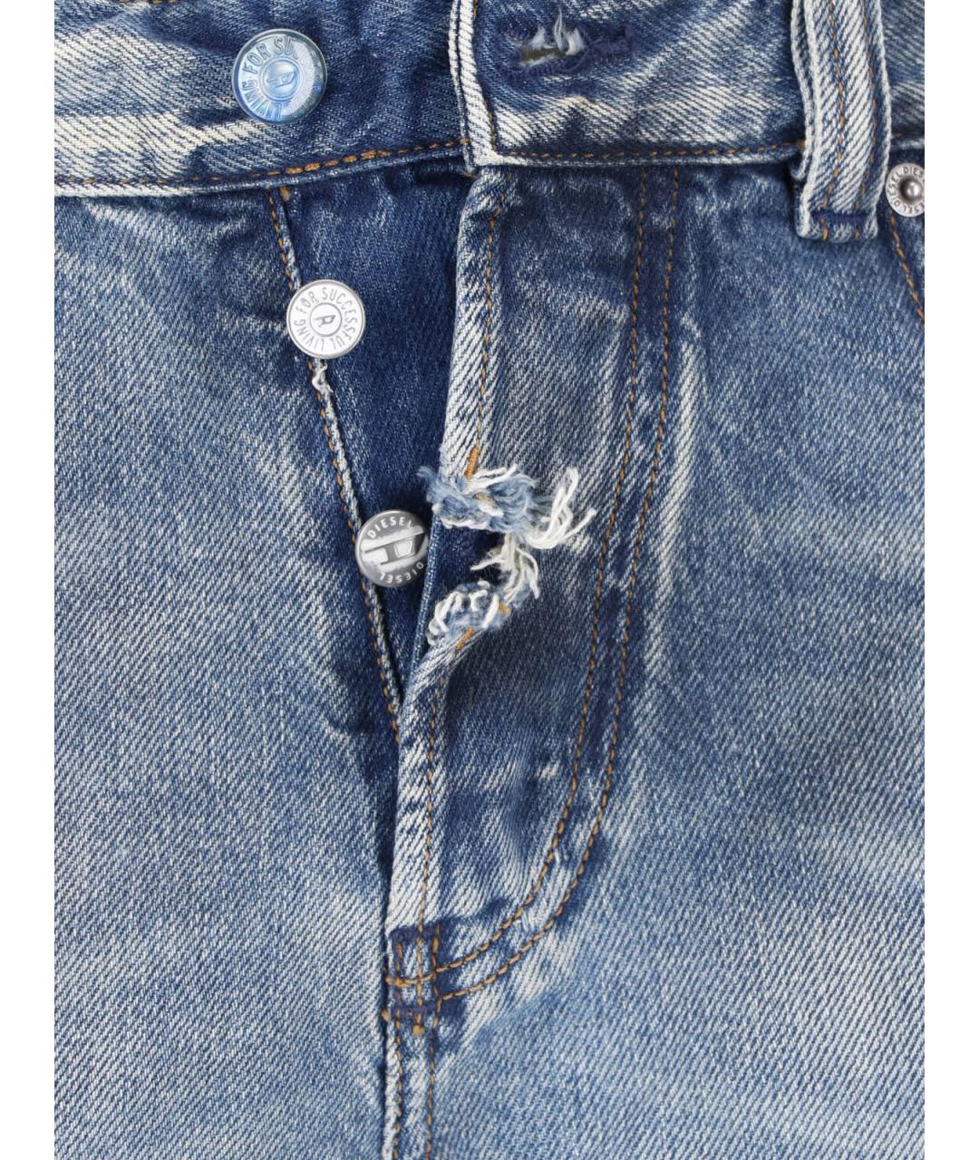 DIESEL Голубые хлопковые прямые джинсы, фото 5