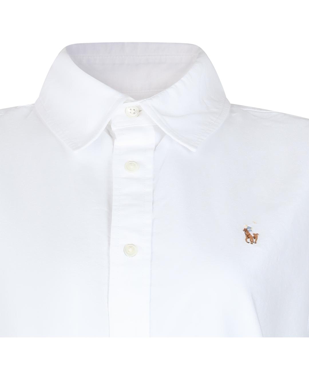 POLO RALPH LAUREN Белое хлопковое повседневное платье, фото 3