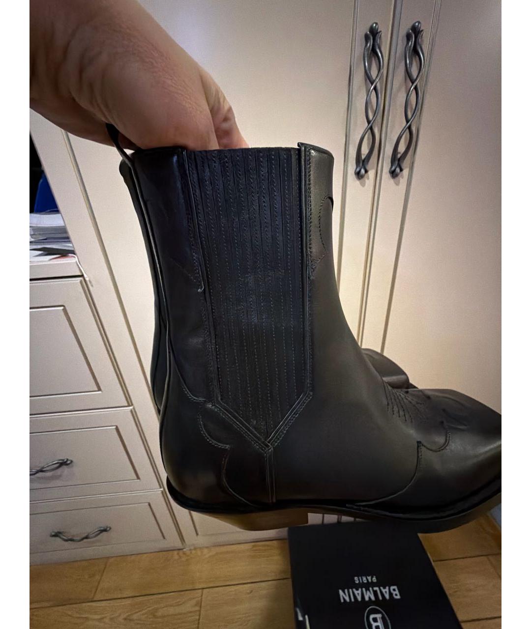 BALMAIN Черные кожаные высокие ботинки, фото 6