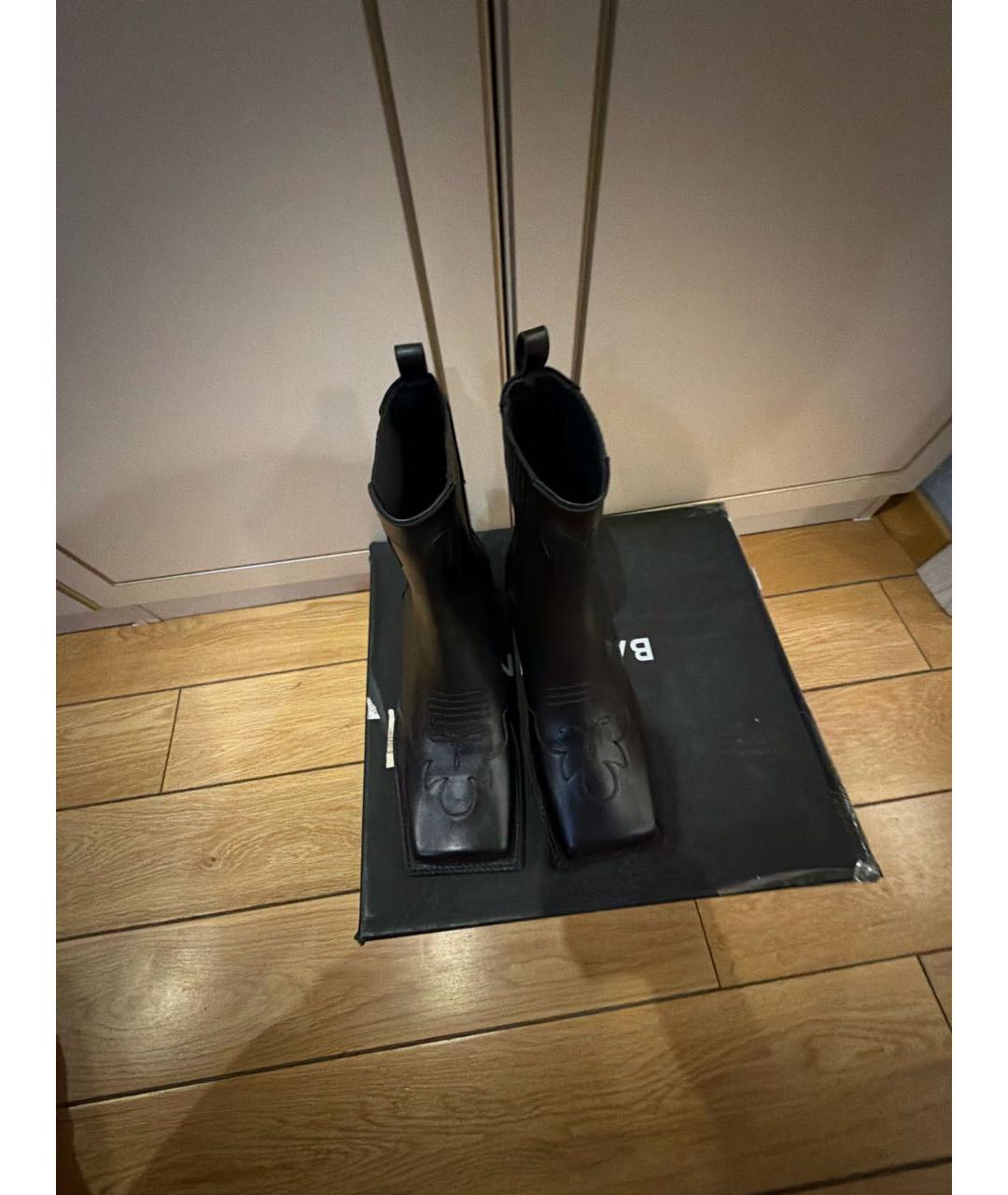 BALMAIN Черные кожаные высокие ботинки, фото 2