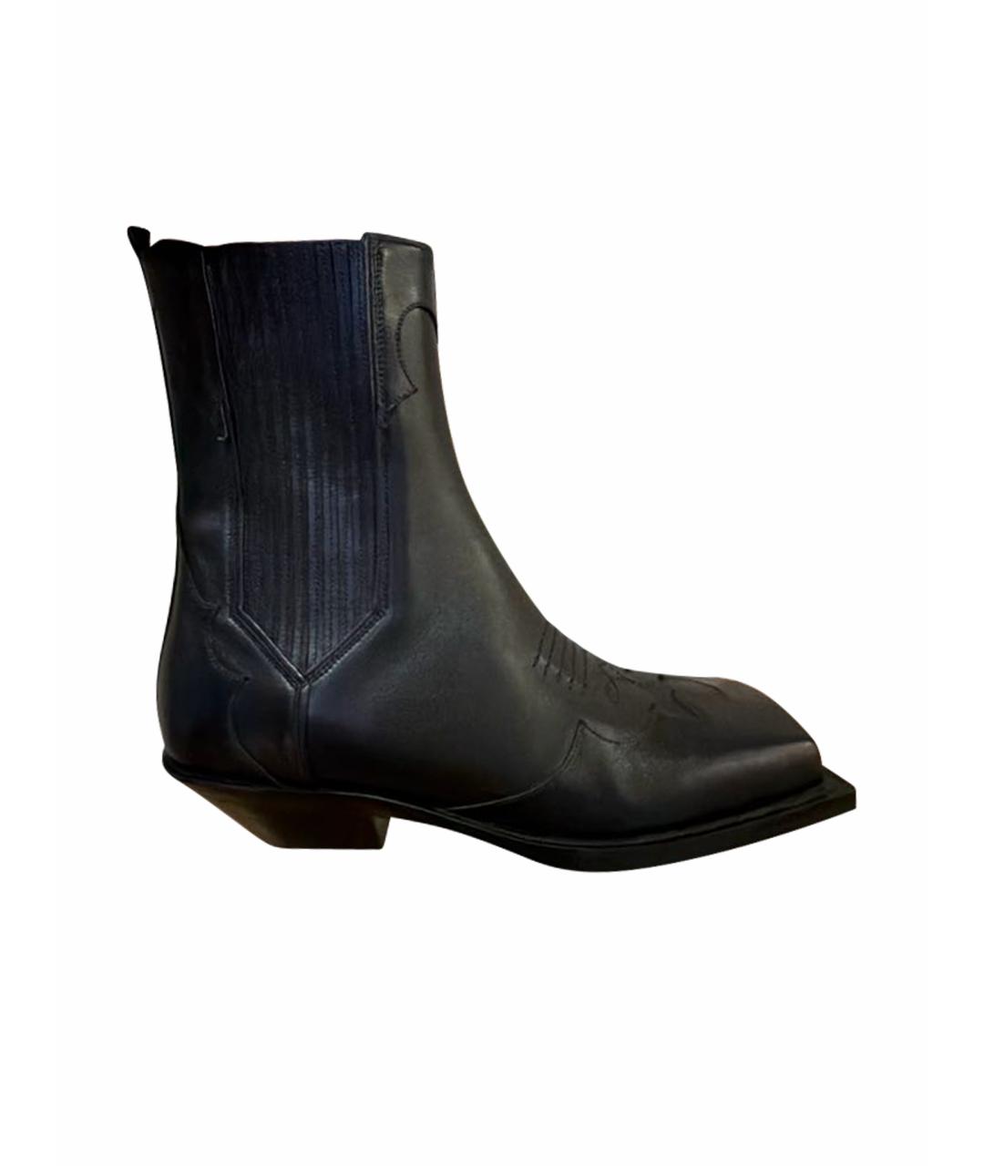 BALMAIN Черные кожаные высокие ботинки, фото 1