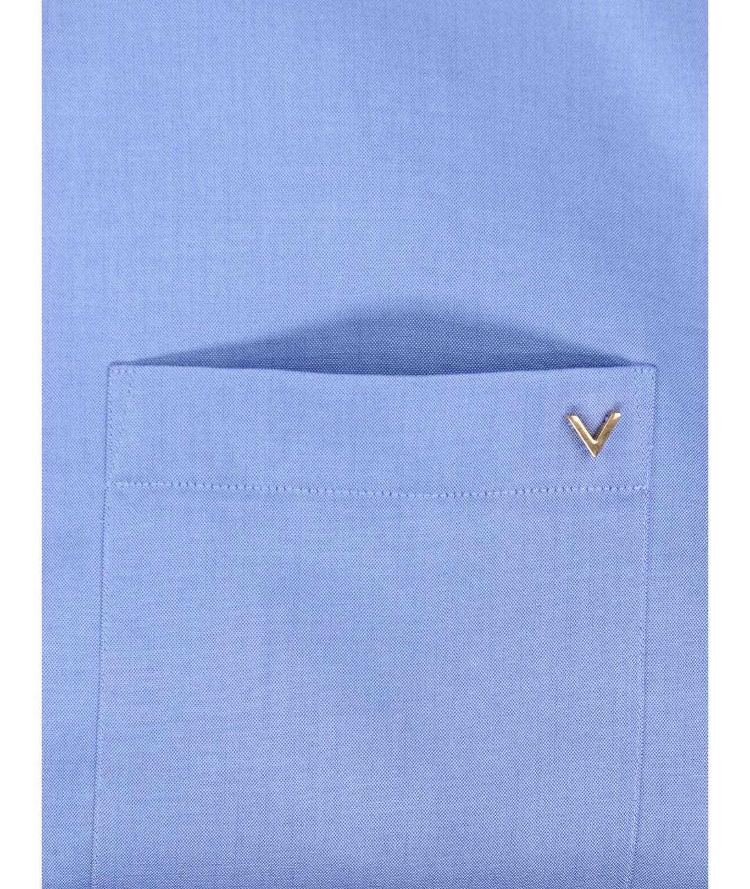 VALENTINO Голубая хлопковая кэжуал рубашка, фото 4