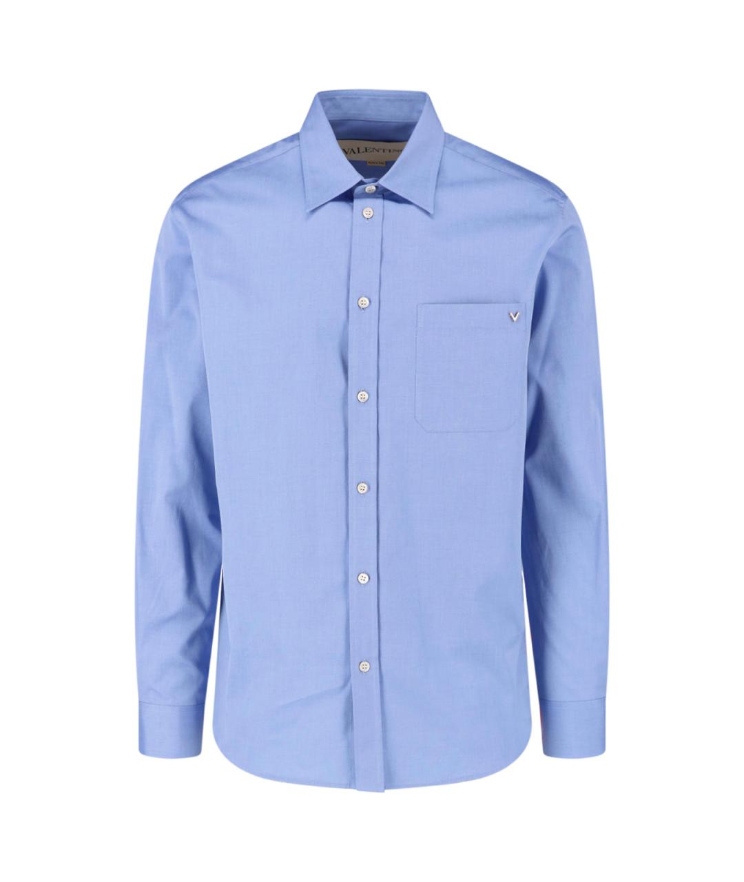 VALENTINO Голубая хлопковая кэжуал рубашка, фото 1