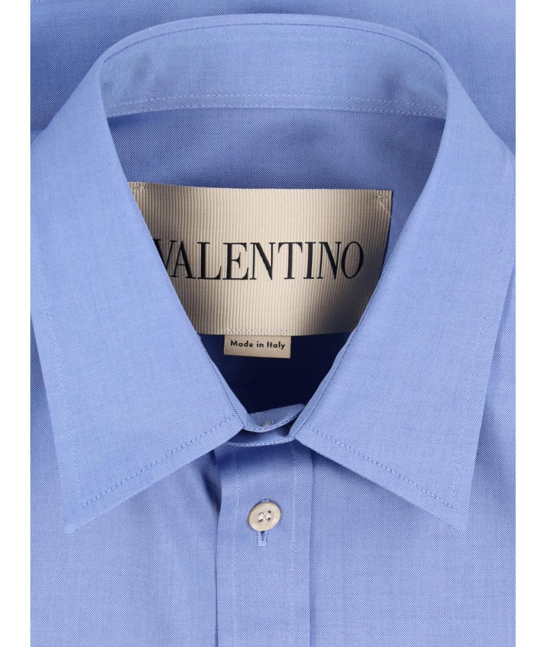 VALENTINO Голубая хлопковая кэжуал рубашка, фото 3